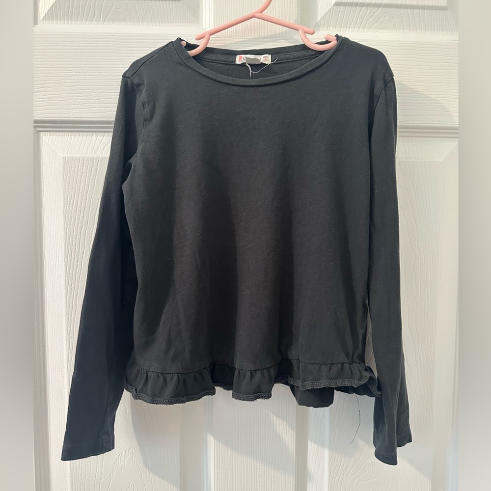 Crewcuts Black/charcoal Ruffle Hem Top